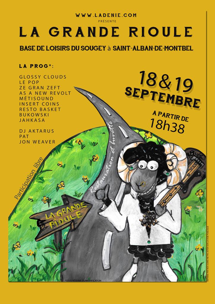 Affiche Festival La Grande Rioule, 18 et 19 septembre 2020 au Lac d'Aiguebelette, le Sougey, Saint-Alban-de-Montbel- Savoie Affiche Festival La Grande Rioule, 18 et 19 septembre 2020 au Lac d'Aiguebelette, le Sougey, Saint-Alban-de-Montbel- Savoie